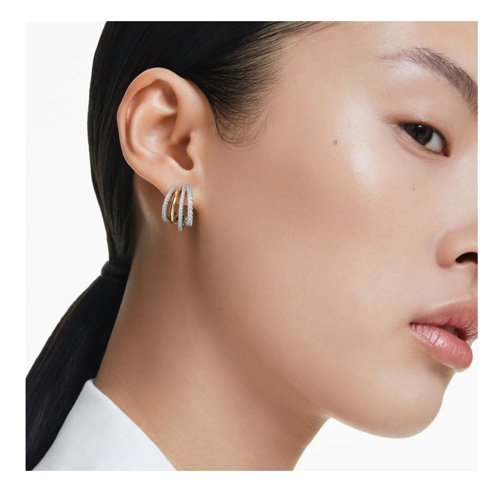HYPERBOLA MIXED CUTS TWO TONED HOOP EARRINGS