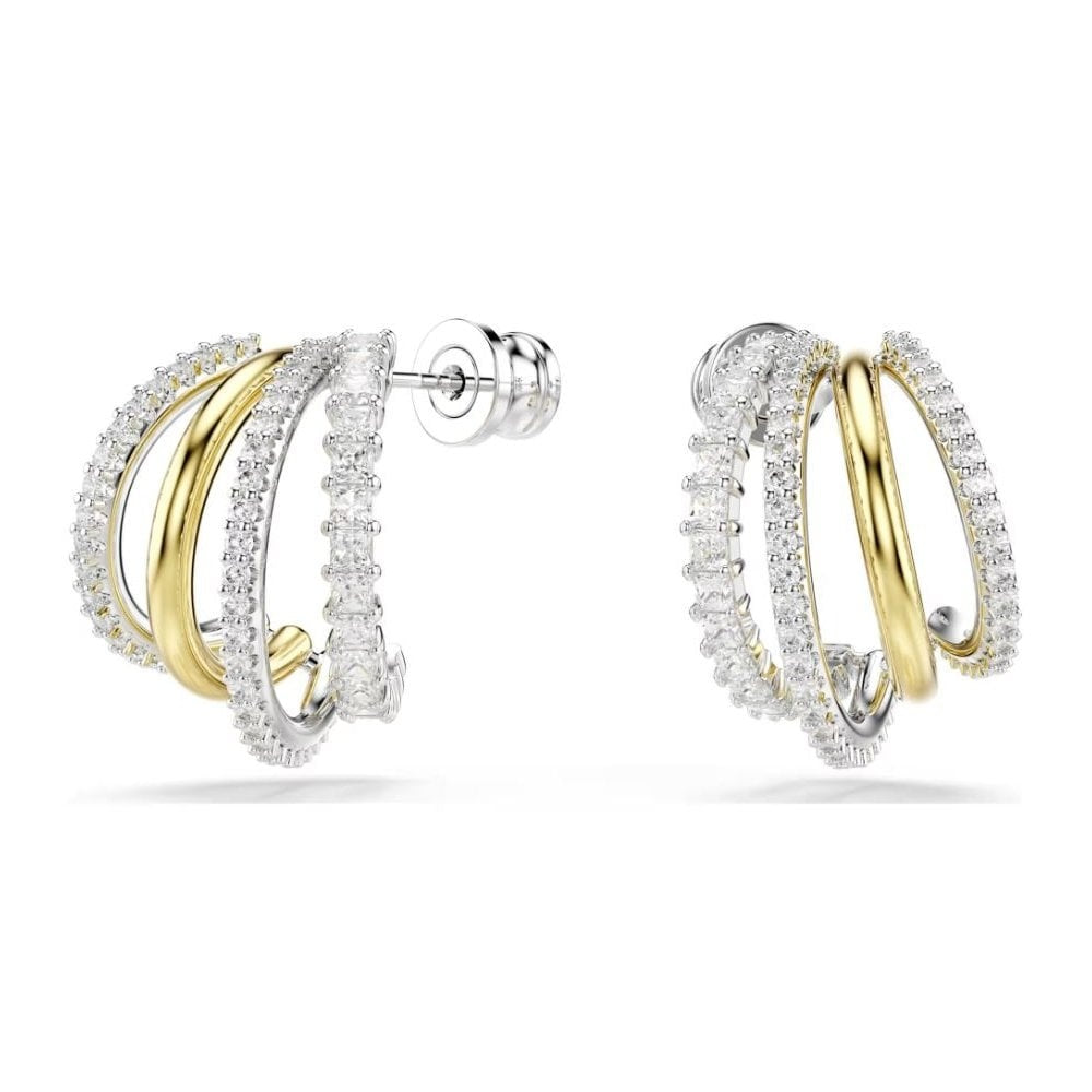 HYPERBOLA MIXED CUTS TWO TONED HOOP EARRINGS