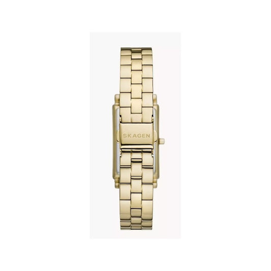 Hagen Lille, Three-Hand, Ladies Gold Stainless Steel Rectangular Watch