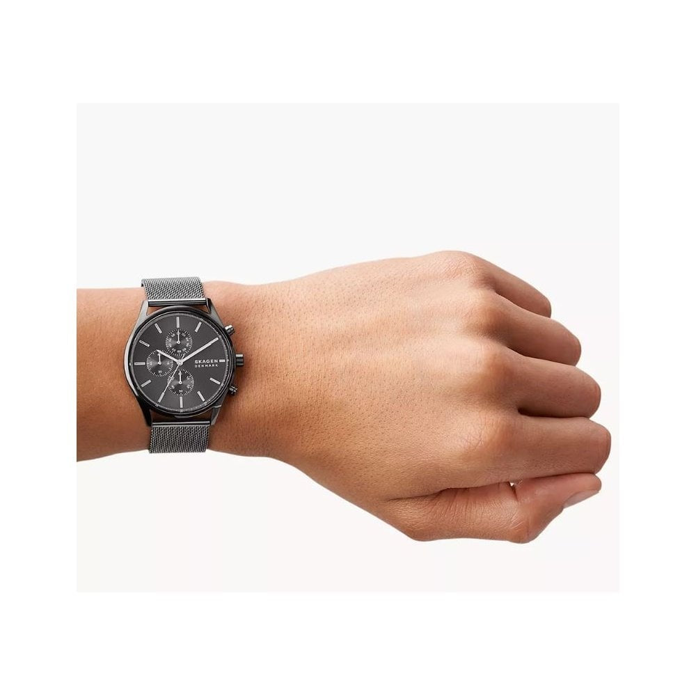 Holst Chronograph Charcoal Gents Stainless Steel Mesh Watch