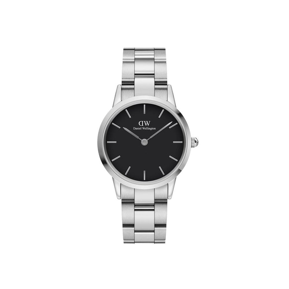 ICONIC LINK STAINLESS STEEL LINK BRACELET WATCH WITH BLACK DIAL