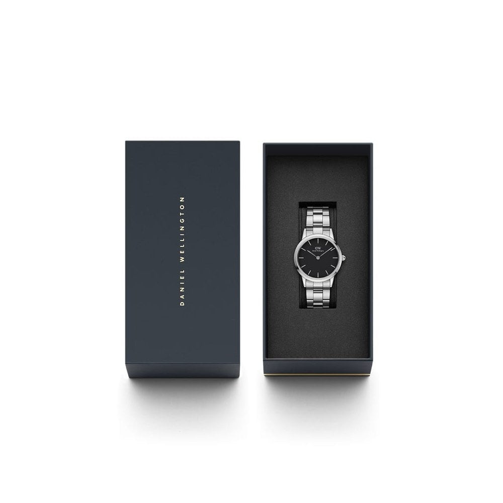 ICONIC LINK STAINLESS STEEL LINK BRACELET WATCH WITH BLACK DIAL