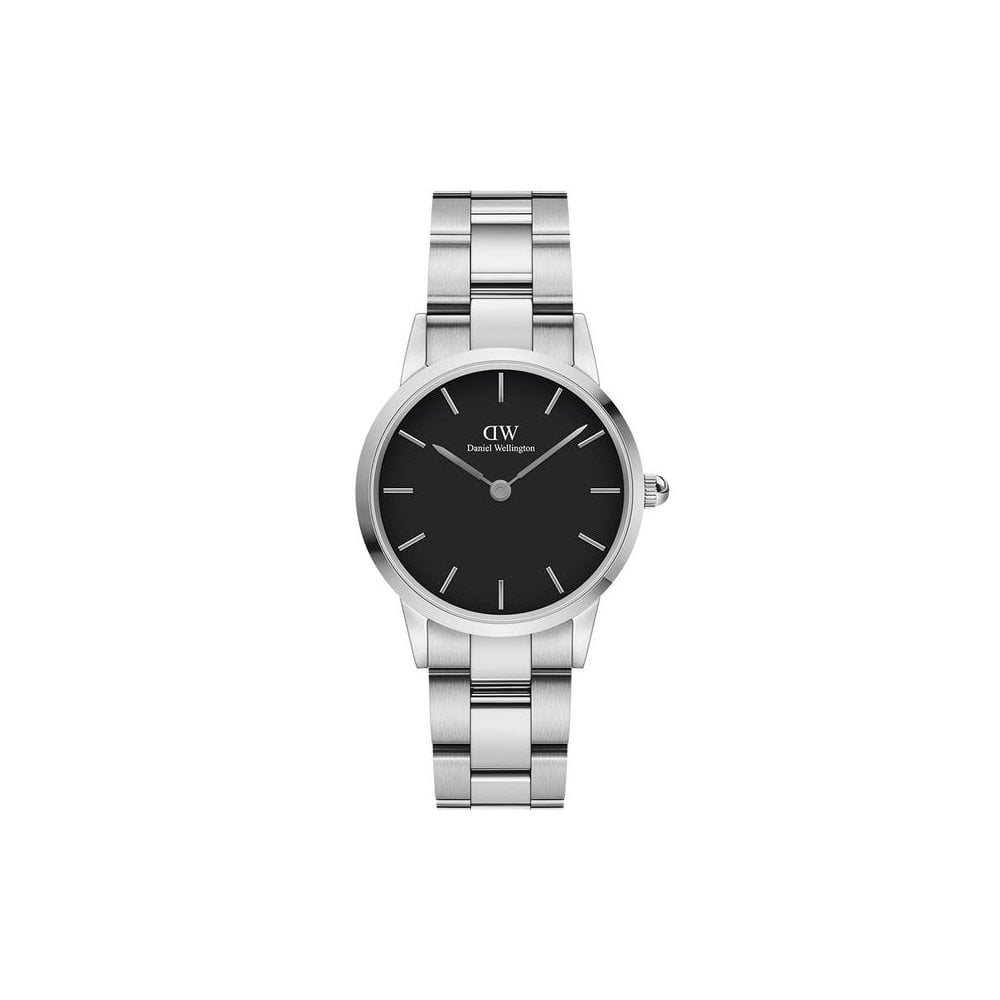 ICONIC LINK STAINLESS STEEL LINK BRACELET WATCH WITH BLACK DIAL