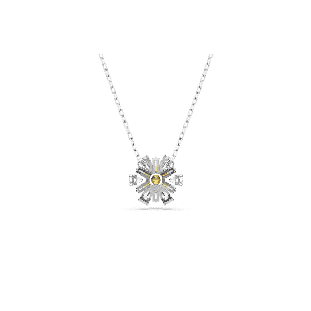 IDYLLIA RHODIUM FINISHED FLOWER PENDANT WITH YELLOW CENTER