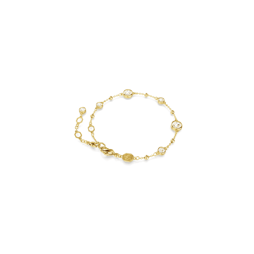 IMBER GOLD BRACELET WITH ROUND RUBOVER SET CRYSTALS