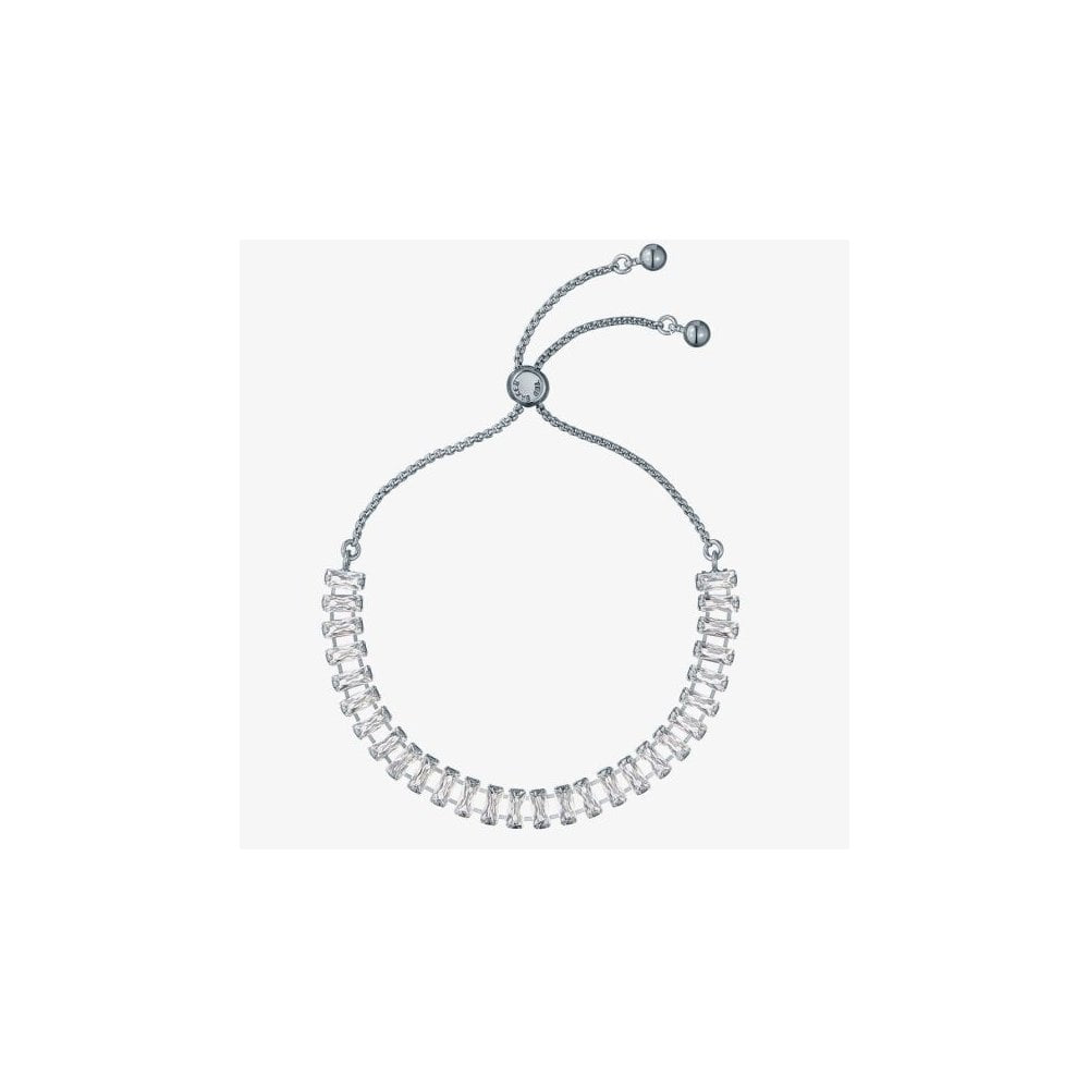 ISABELA Silver Tone Plated Crystal Baguette Toggle Bracelet