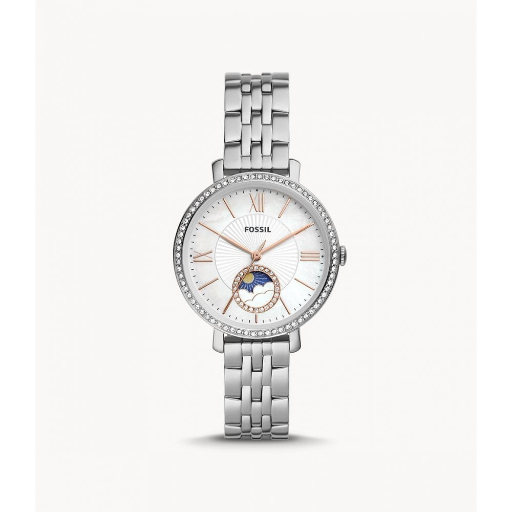 Jacqueline Sun Moon Multifunction Stainless Steel Watch