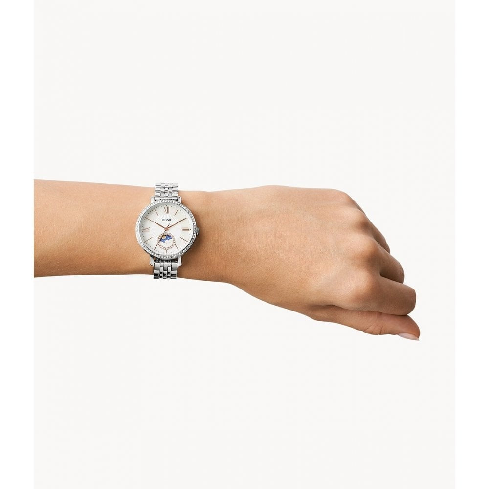 Jacqueline Sun Moon Multifunction Stainless Steel Watch