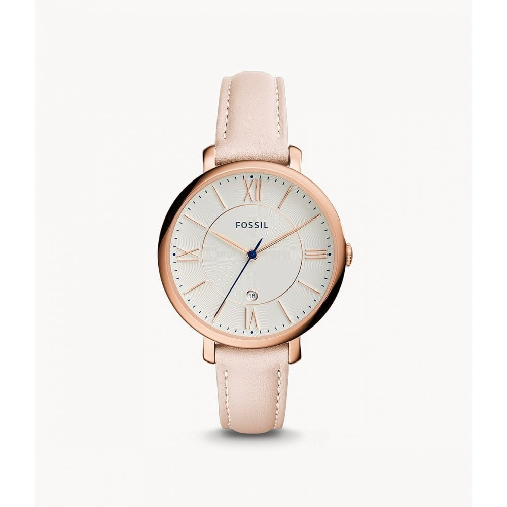 Jacqueline Three-Hand Date Blush Leather Watch
