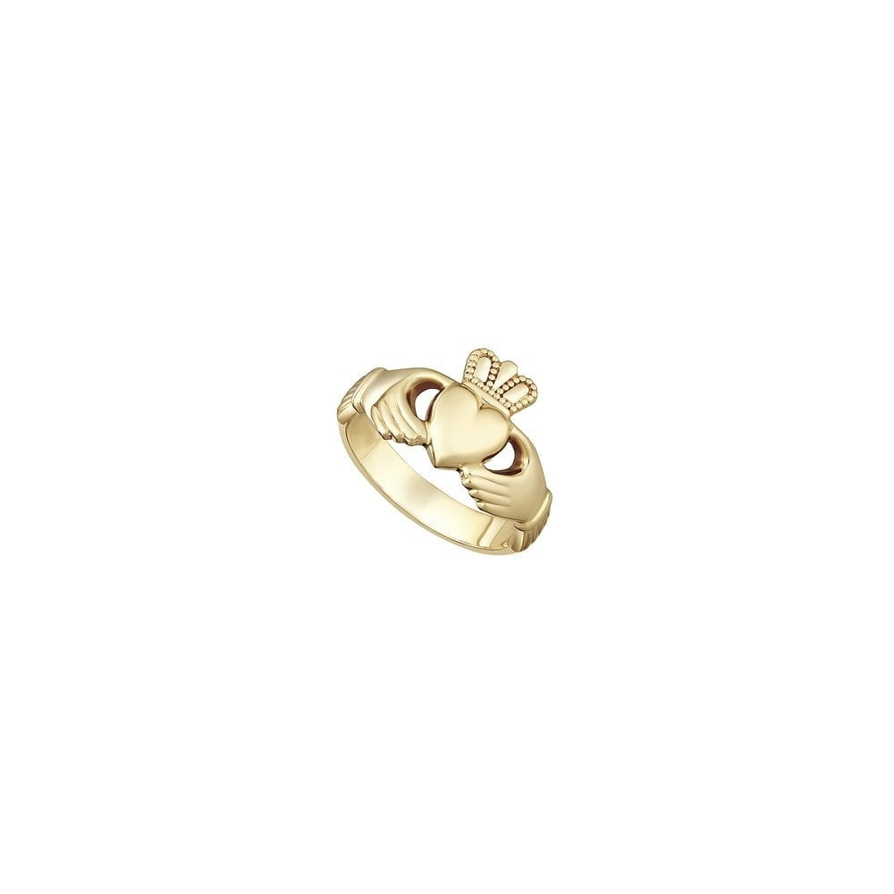 LADIES 14K YELLOW GOLD HEAVY CLADDAGH RING