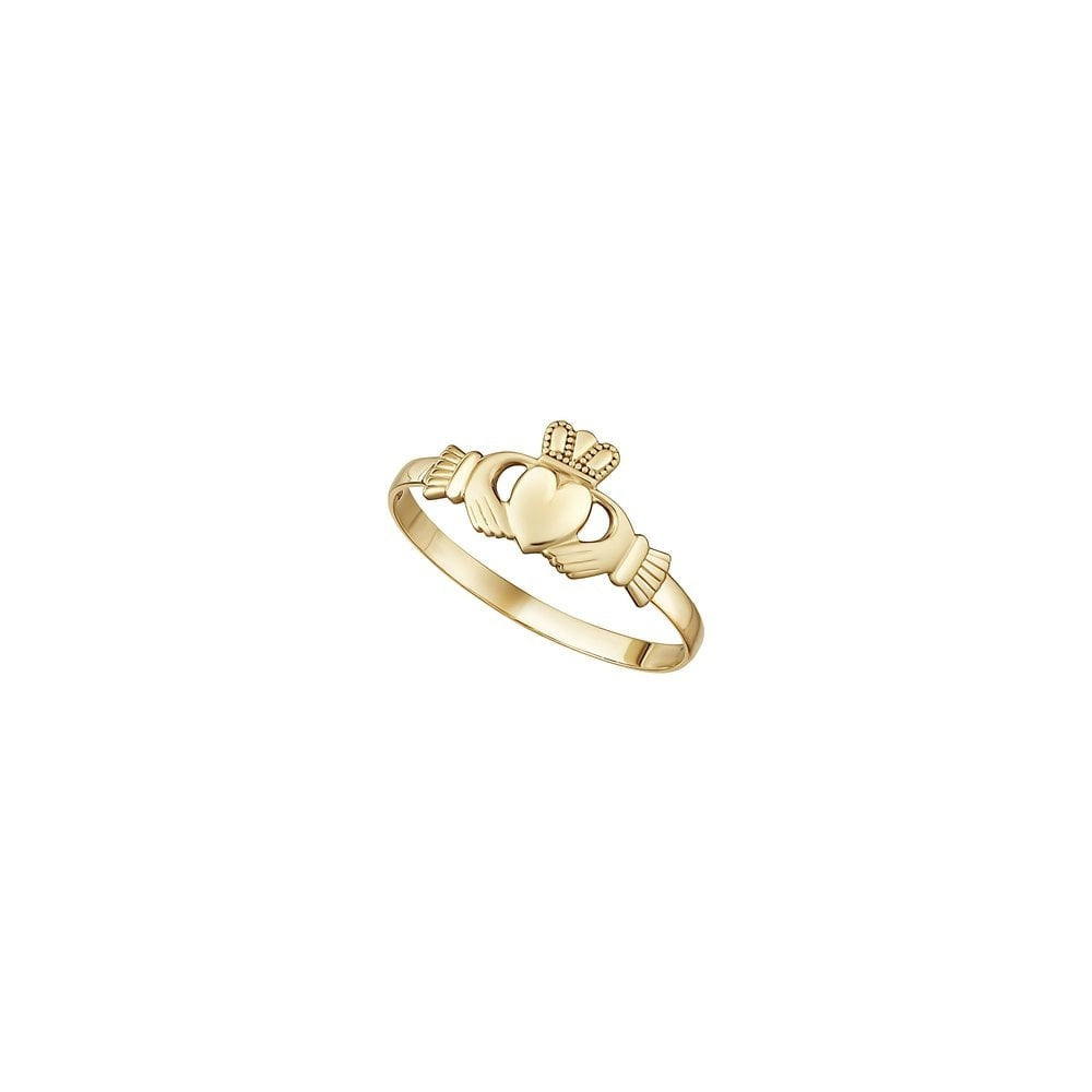 LADIES 9K YELLOW GOLD HEAVY CLADDAGH RING