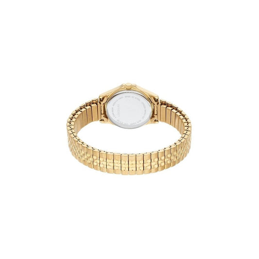 LADIES QUARTZ GOLD-TONE WATCH WITH EXPANDING BRACELET & CHAMPAGNE DIAL