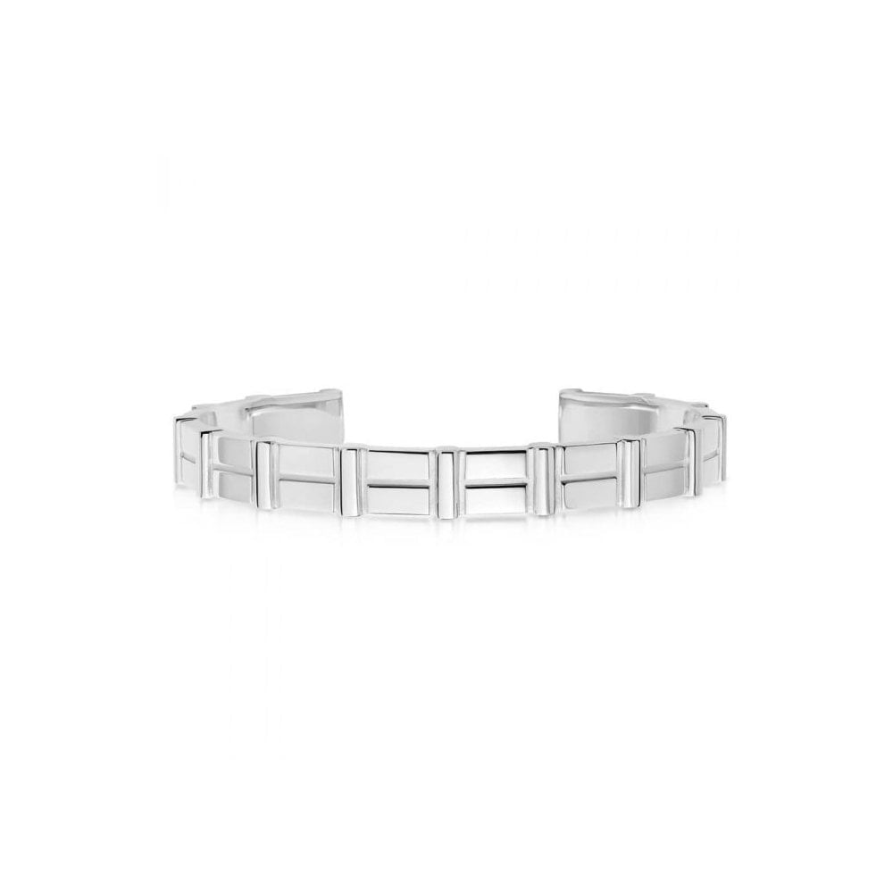 LINKS OF LONDON BRUTALIST SILVER BAR CUFF BANGLE