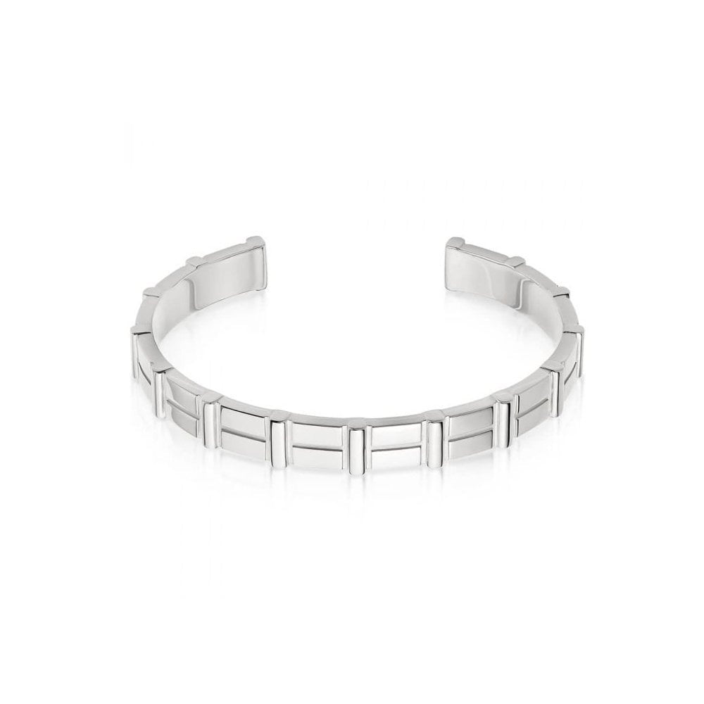 LINKS OF LONDON BRUTALIST SILVER BAR CUFF BANGLE