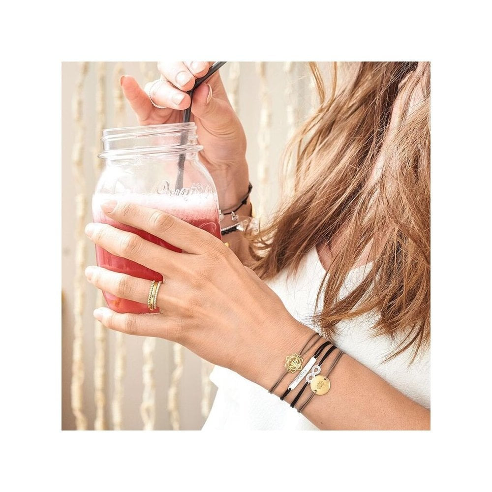 LITTLE SECRET CLASSIC IDENTITY BRACELET, SILVER ENGRAVABLE BAR, BLACK NYLON & SIZE ADJUSTABLE