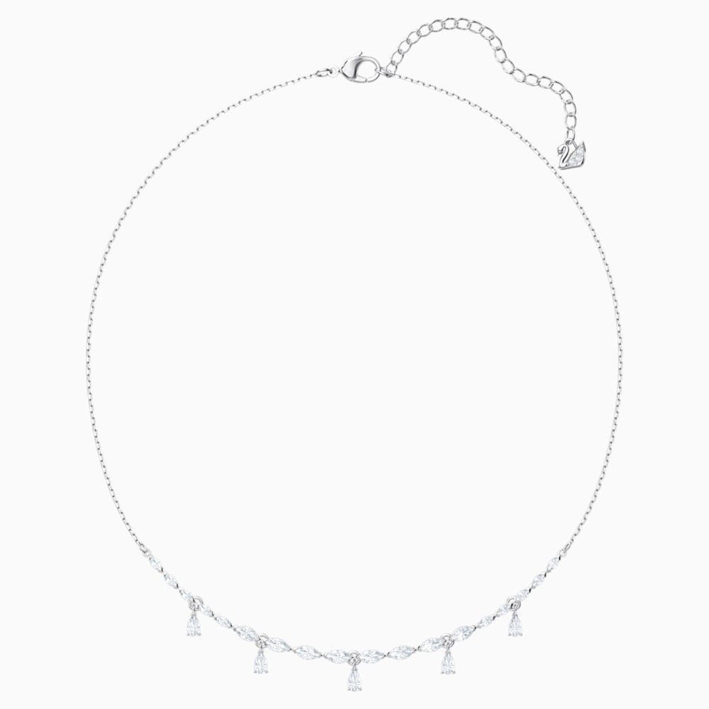 LOUISON NECKLACE, WHITE SWAROVSKI CRYSTALS, RHODIUM PLATED