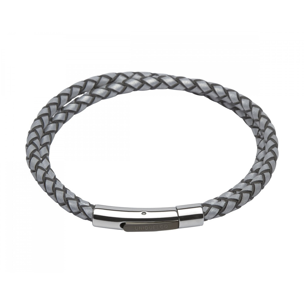 LUMINOUS GREY LEATHER BRACELET