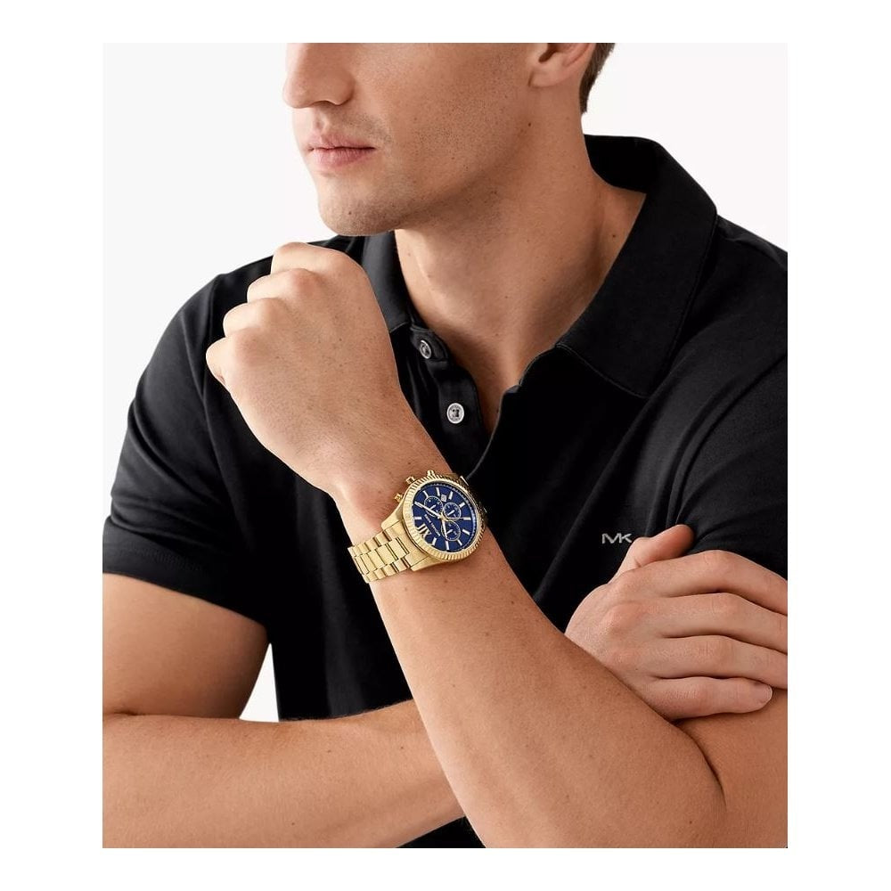 Lexington, Chronograph, Navy Dial, Gents Gold-Tone Stainless Steel Watch