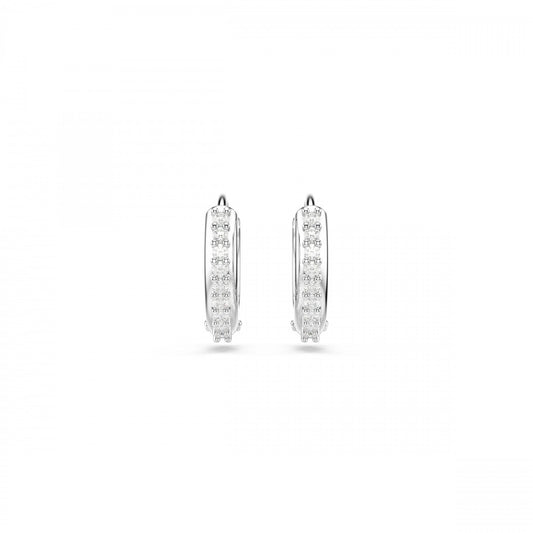 MATRIX ROUND CUTS RHODIUM FINISHED HOOP EARRINGS