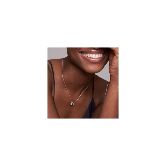MICHAEL KORS STERLING SILVER LOGO HEART NECKLACE WITH CUBIC ZIRCONIA