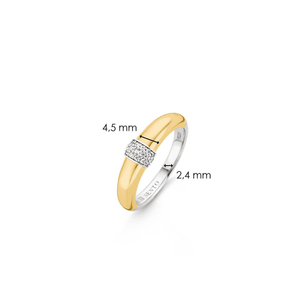 MILANO GOLD ON STERLING SILVER RING WITH ZIRCONIA PAVÉ DETAIL