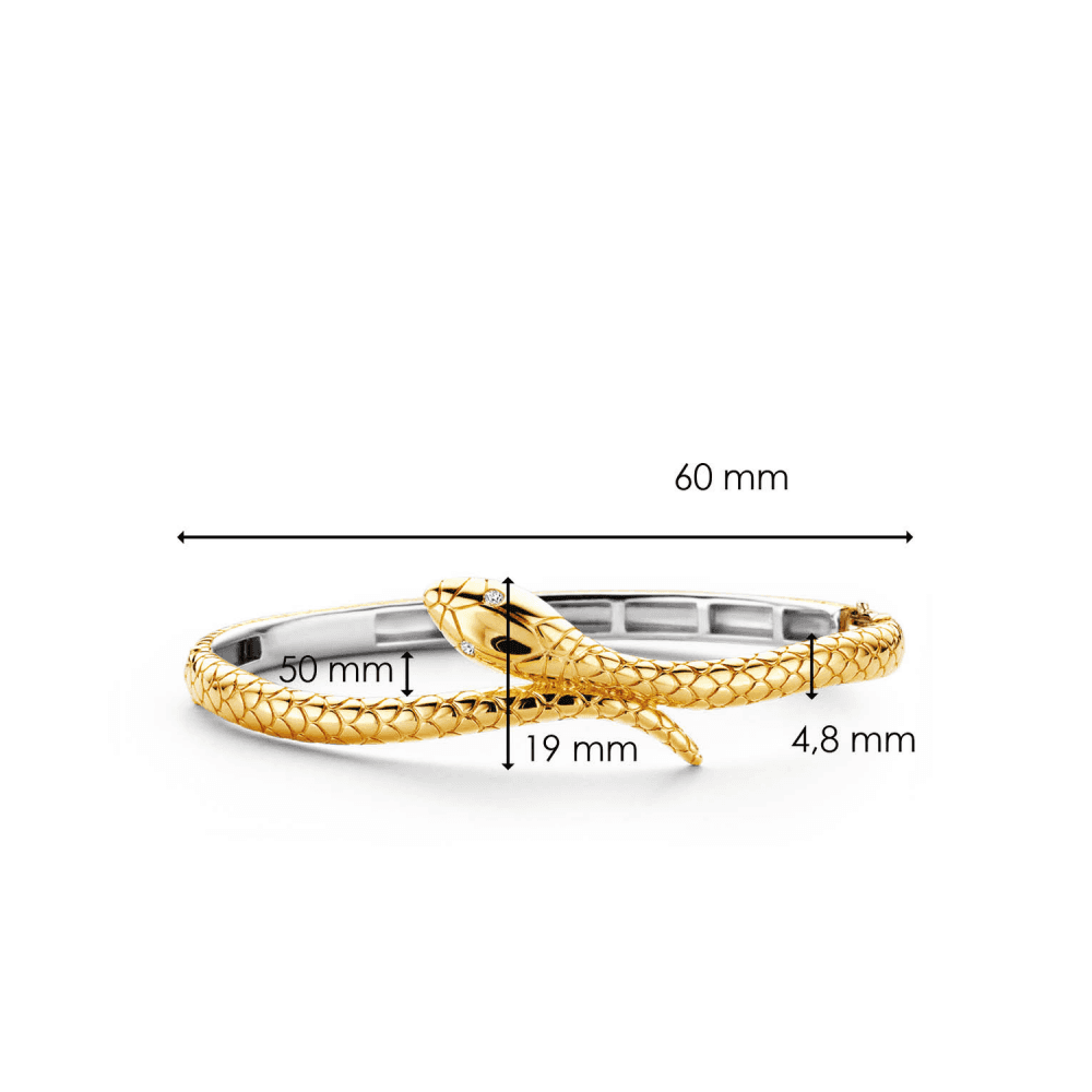 MILANO GOLD ON STERLING SILVER SNAKE BANGLE WITH ZIRCONIA
