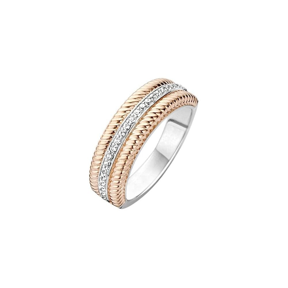 MILANO ROSE GOLD ON STERLING SILVER RING WITH ZIRCONIA CENTRE