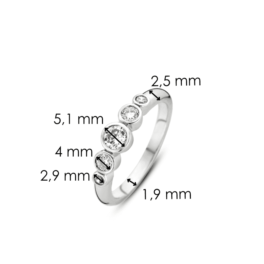 MILANO STERLING SILVER 5 STONE RUBOVER ZIRCONIA RING