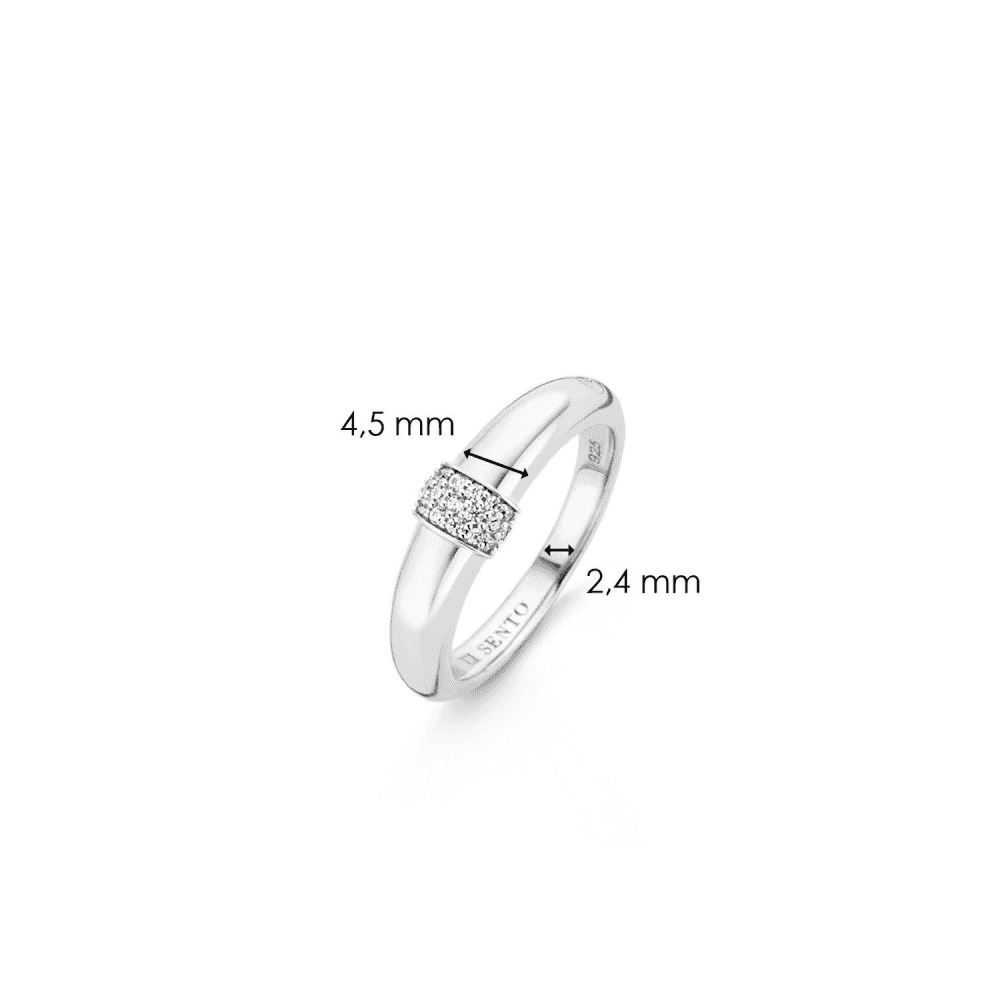 MILANO STERLING SILVER BAND WITH PAVÉ ZIRCONIA DETAIL