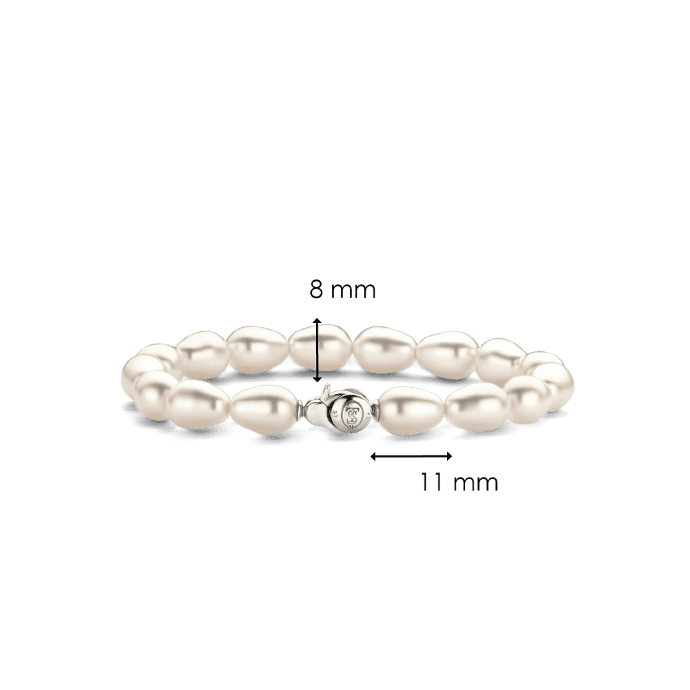 MILANO STERLING SILVER COFFEE BEAN SHAPED PEARL BRACELET