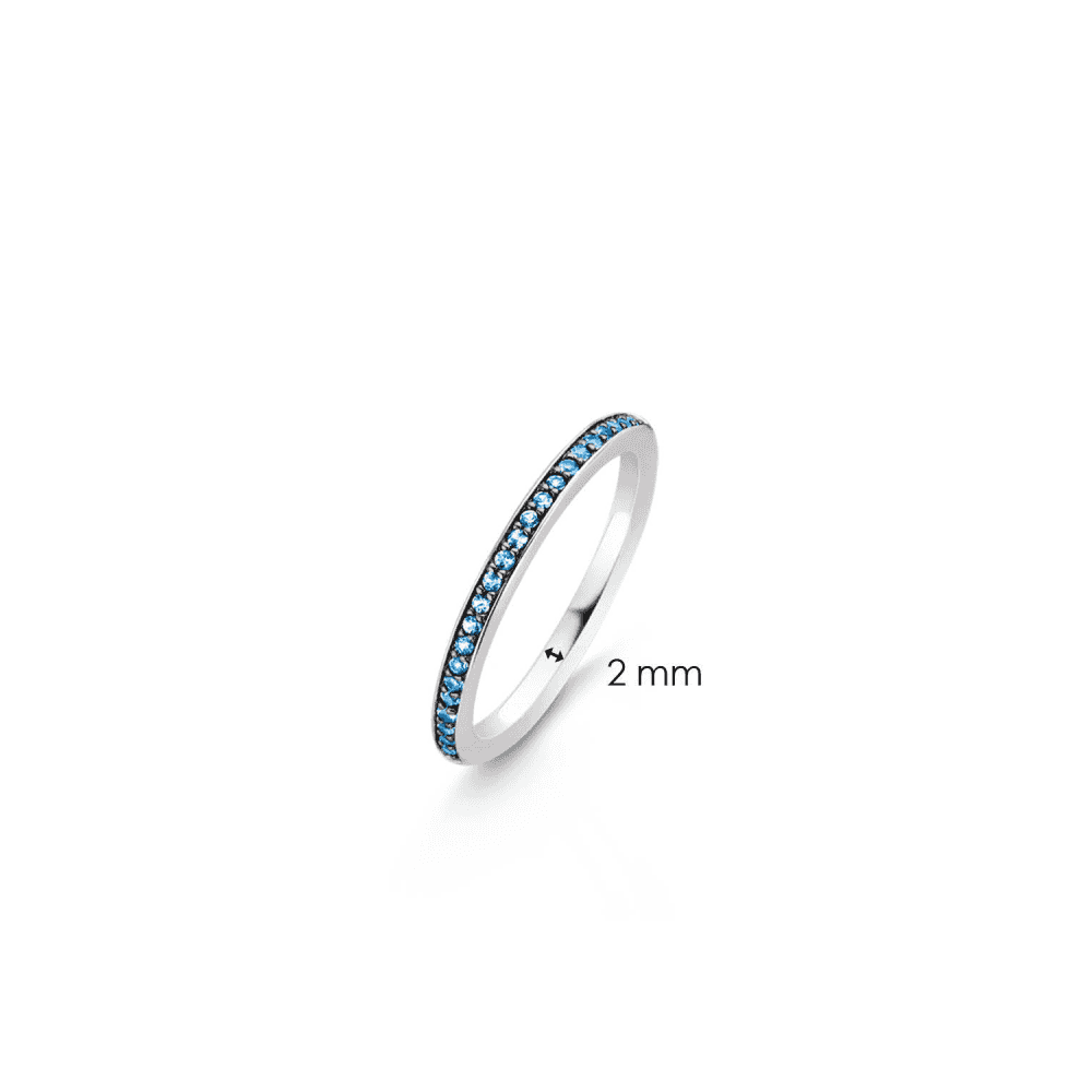 MILANO STERLING SILVER RING WITH CHANNEL SET BLUE STONES