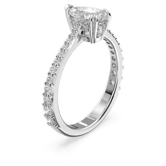 MILLENIA PEAR CUT PAVÉ COCKTAIL RING WITH RHODIUM FINISH