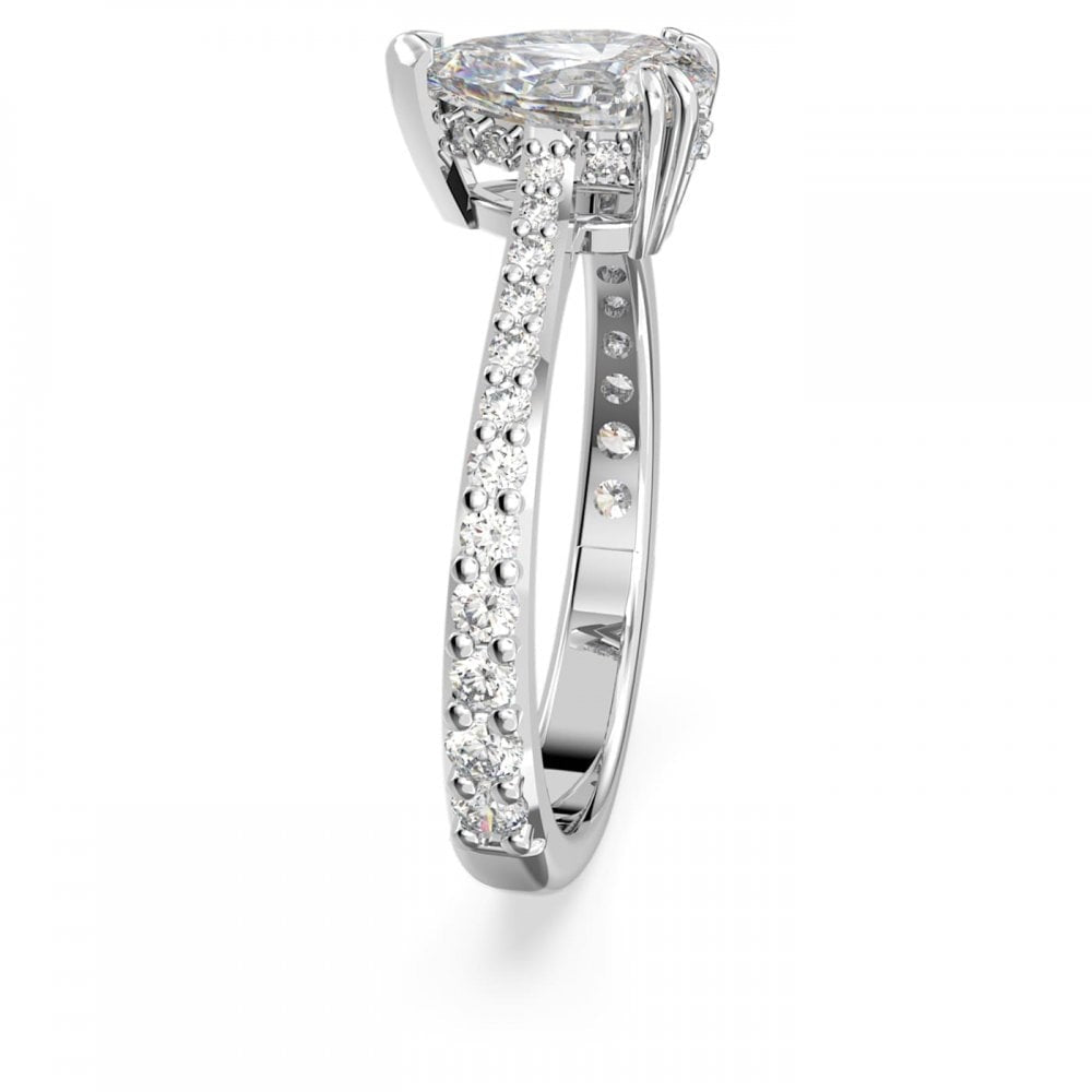 MILLENIA PEAR CUT PAVÉ COCKTAIL RING WITH RHODIUM FINISH