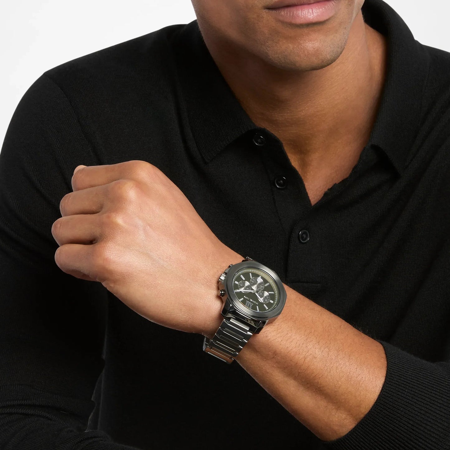 Michael Kors Oversized Prescott Gunmetal Gents Stainless Steel Watch