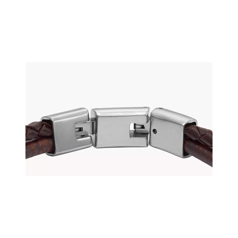Machine Knurled Texture Brown Leather Multi-Strand Bracelet