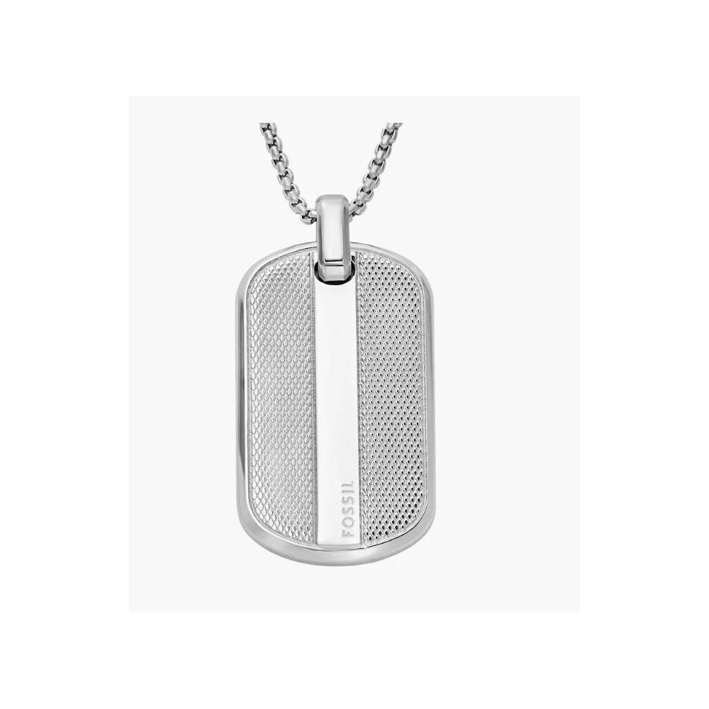 Machine Knurled Texture Stainless Steel Dog Tag Necklace