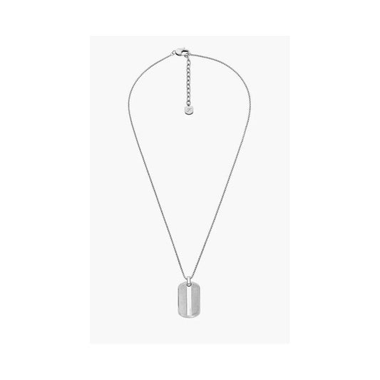 Machine Knurled Texture Stainless Steel Dog Tag Necklace