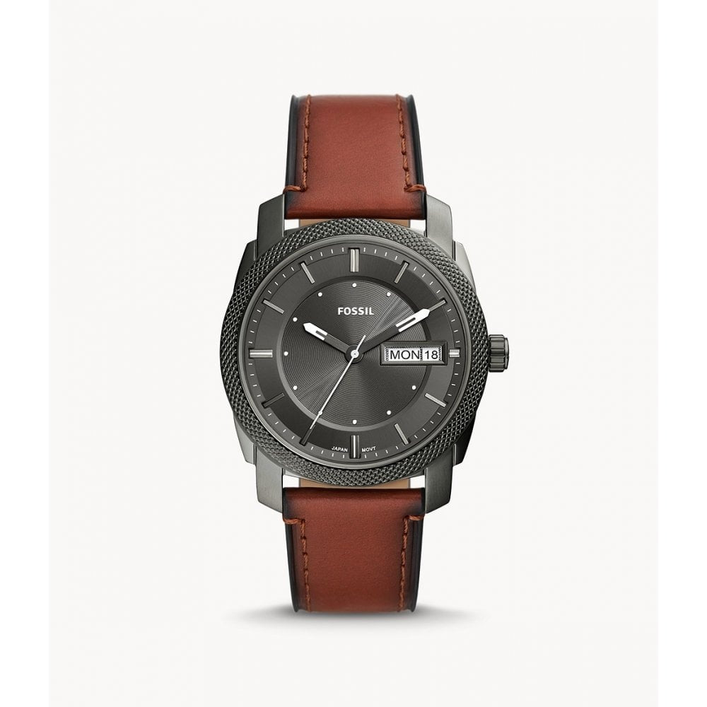 Machine Three-Hand Date Brown LiteHide Leather Watch