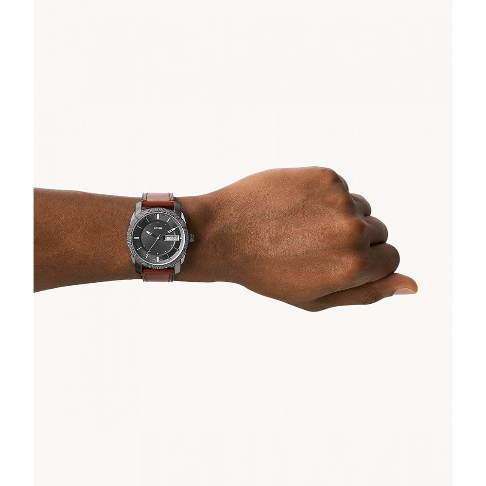 Machine Three-Hand Date Brown LiteHide Leather Watch
