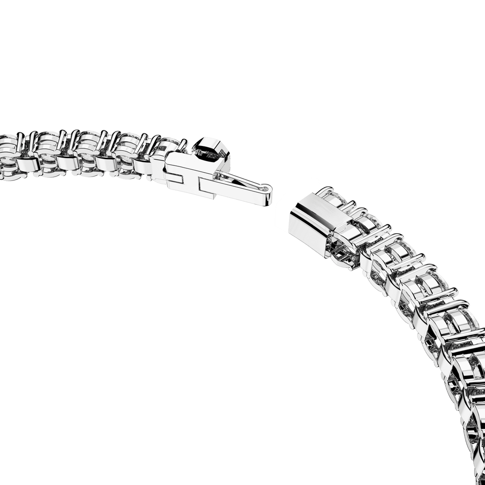 Matrix Tennis bracelet, Round cut, Small, White, Rhodium plated
