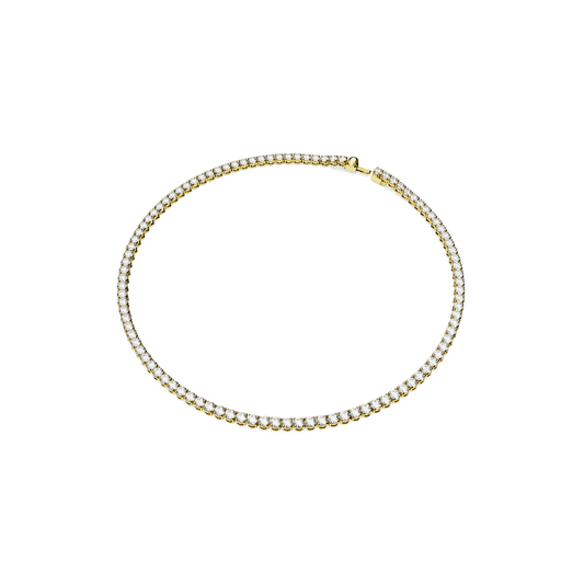 Matrix Tennis necklace, Round cut, Small, White, Gold-tone plated