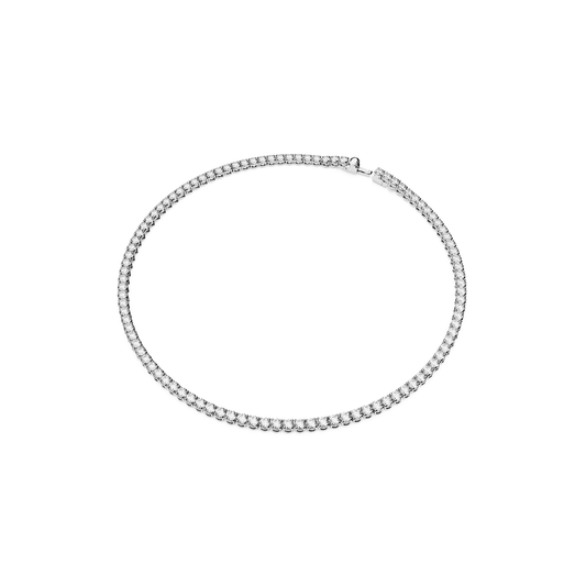 Matrix Tennis necklace, Round cut, Small, White, Rhodium plated