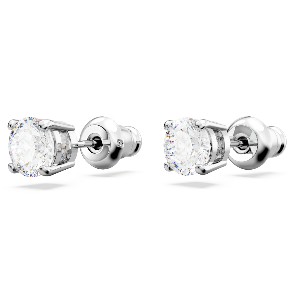 Matrix Tennis set, Round cut, White, Rhodium plated