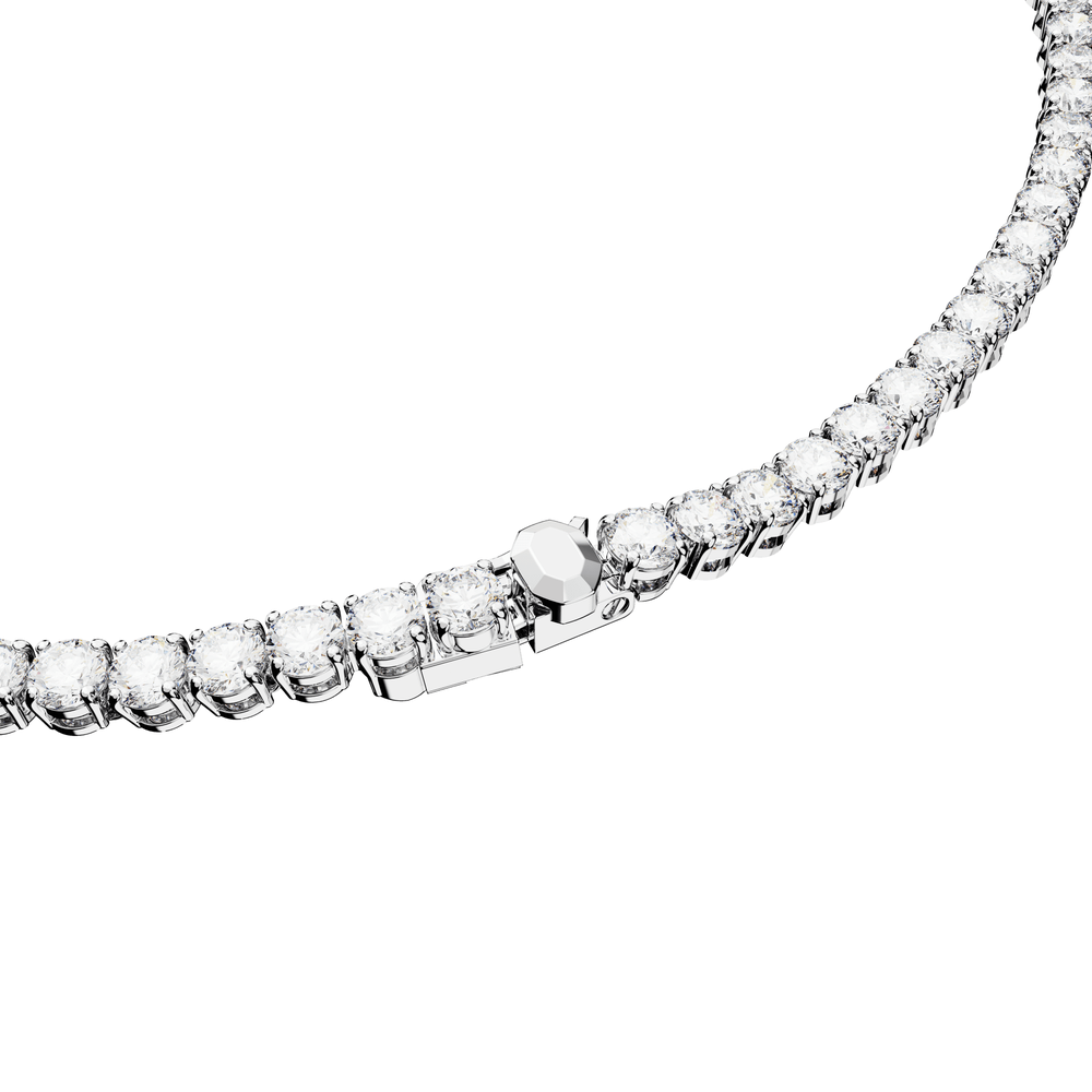 Matrix Tennis set, Round cut, White, Rhodium plated
