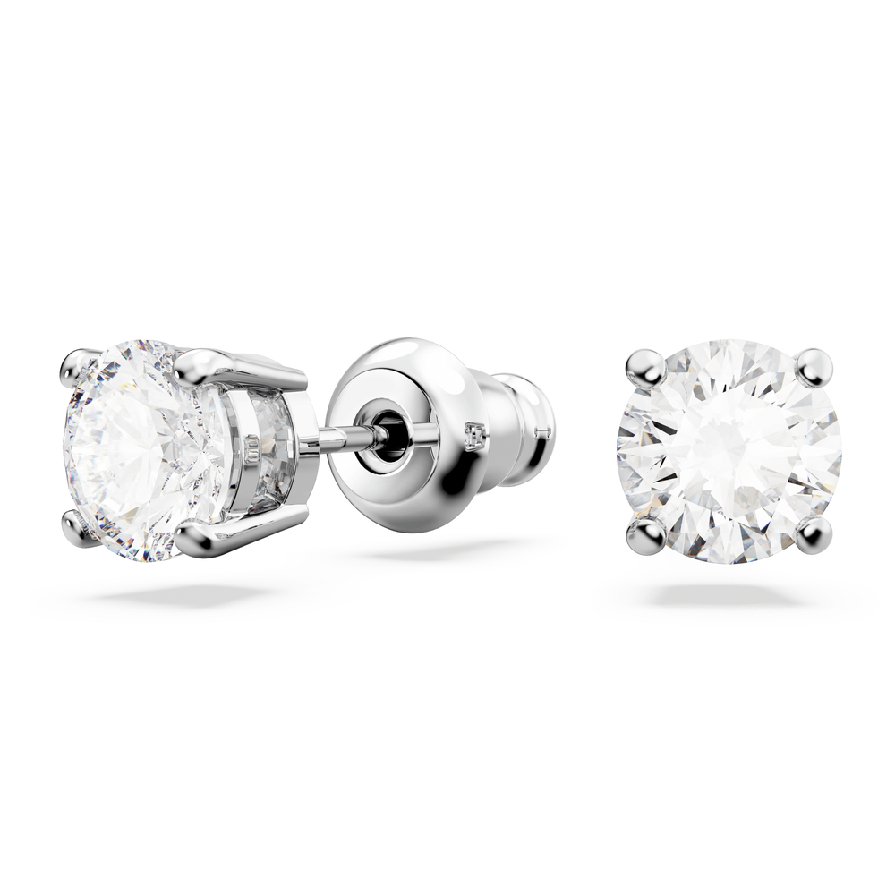Matrix Tennis set, Round cut, White, Rhodium plated