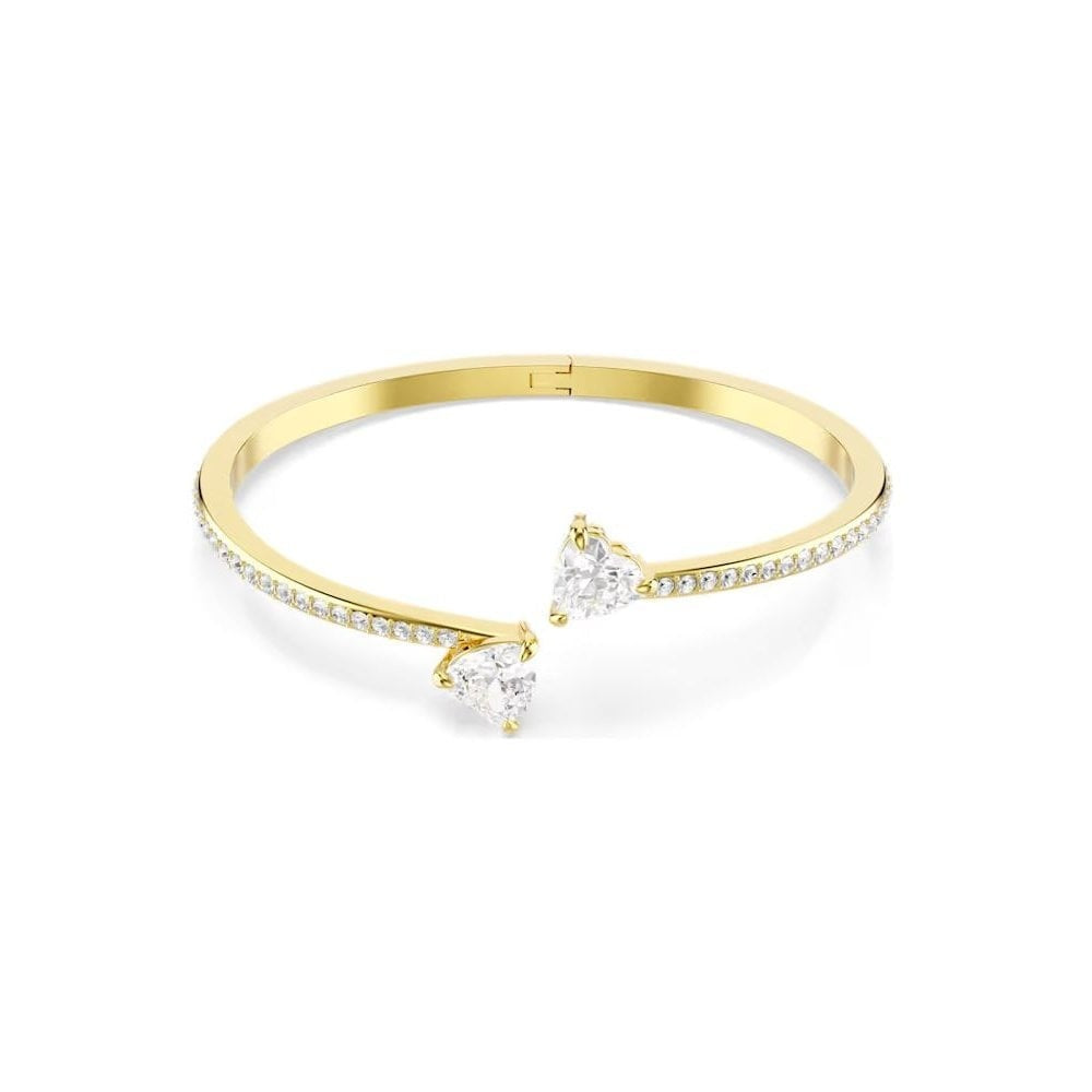 Mesmera Attract bangle Heart, White, Gold-tone plated
