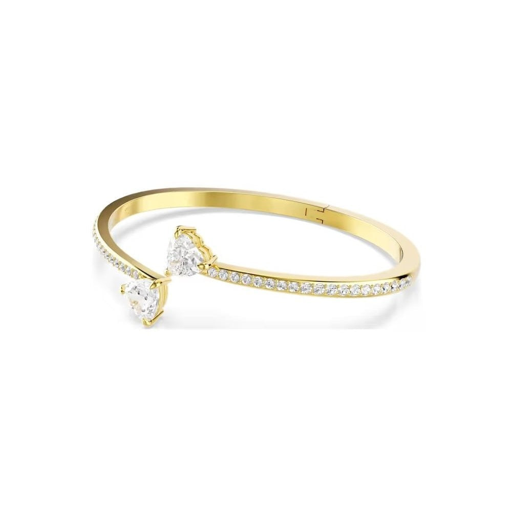 Mesmera Attract bangle Heart, White, Gold-tone plated