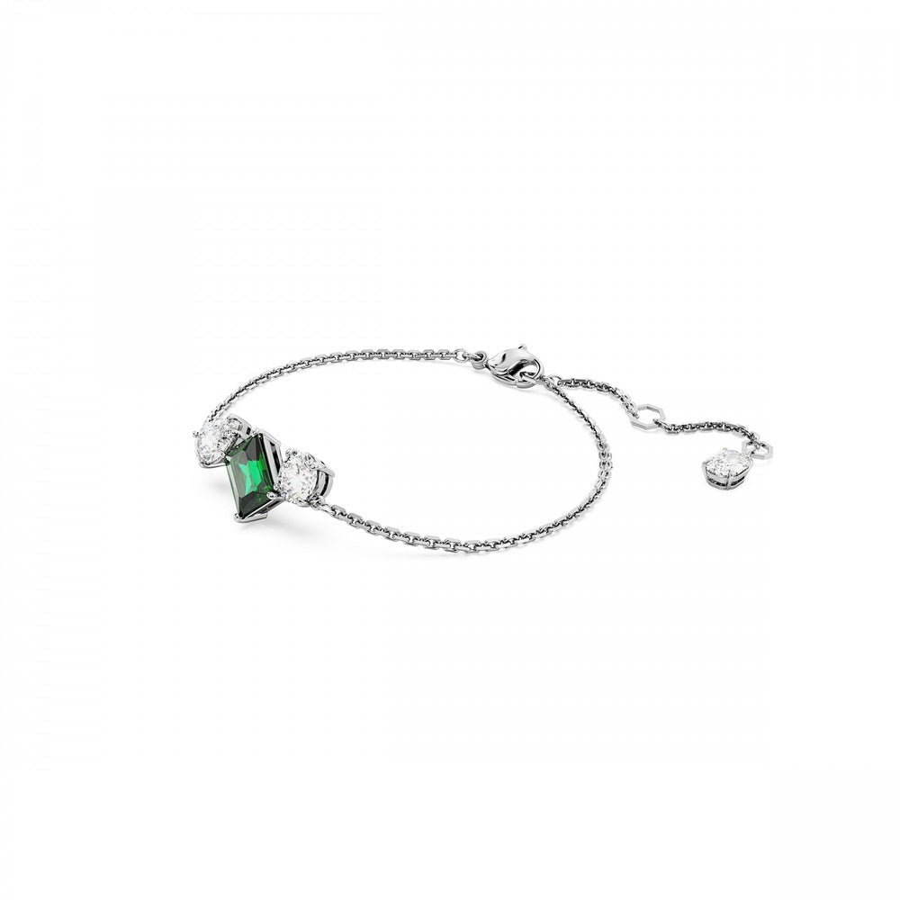 Mesmera bracelet Mixed cuts, Green, Rhodium plated