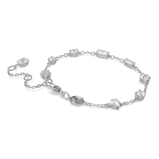 Mesmera bracelet Mixed cuts, Scattered design, White, Rhodium plated