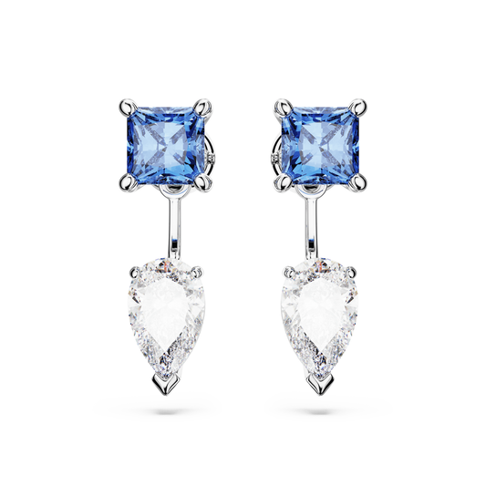 Mesmera earring jackets Mixed cuts, Detachable, Blue, Rhodium plated